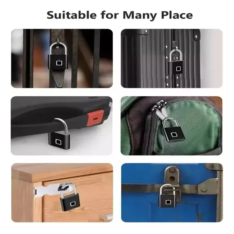 Comprar Candado Huella Digital Recargable en Electroshopy - Ángulo 3